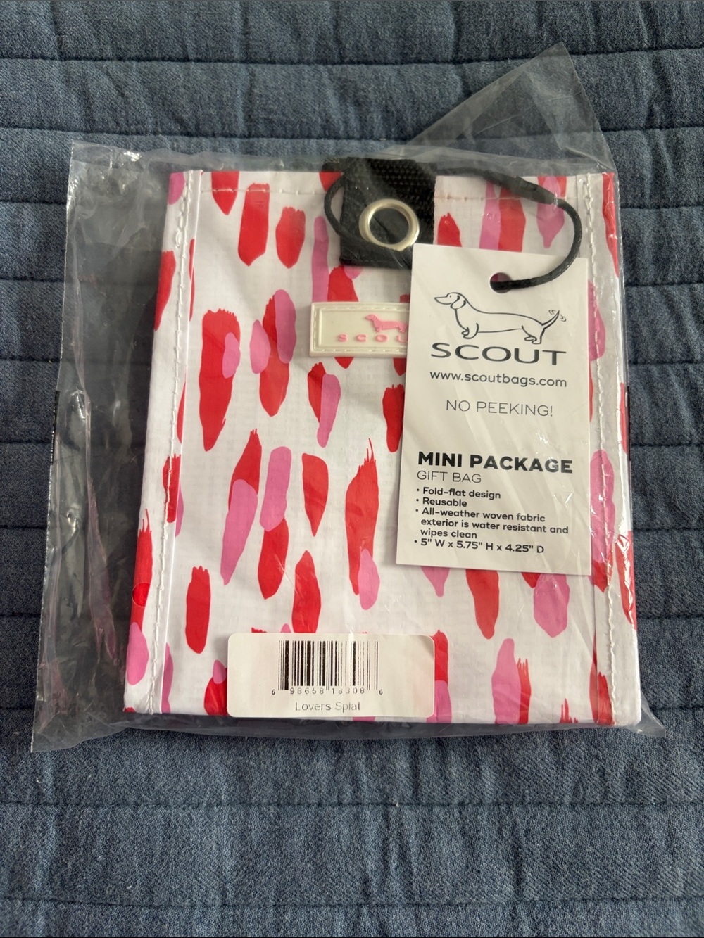 Scout Mini Package Gift Bag in Red & Pink Brushstroke Print